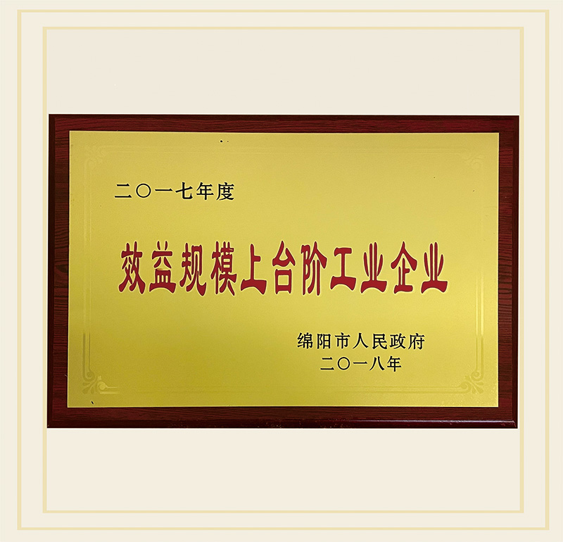 荣获2017年度效益规模上台阶工业企业